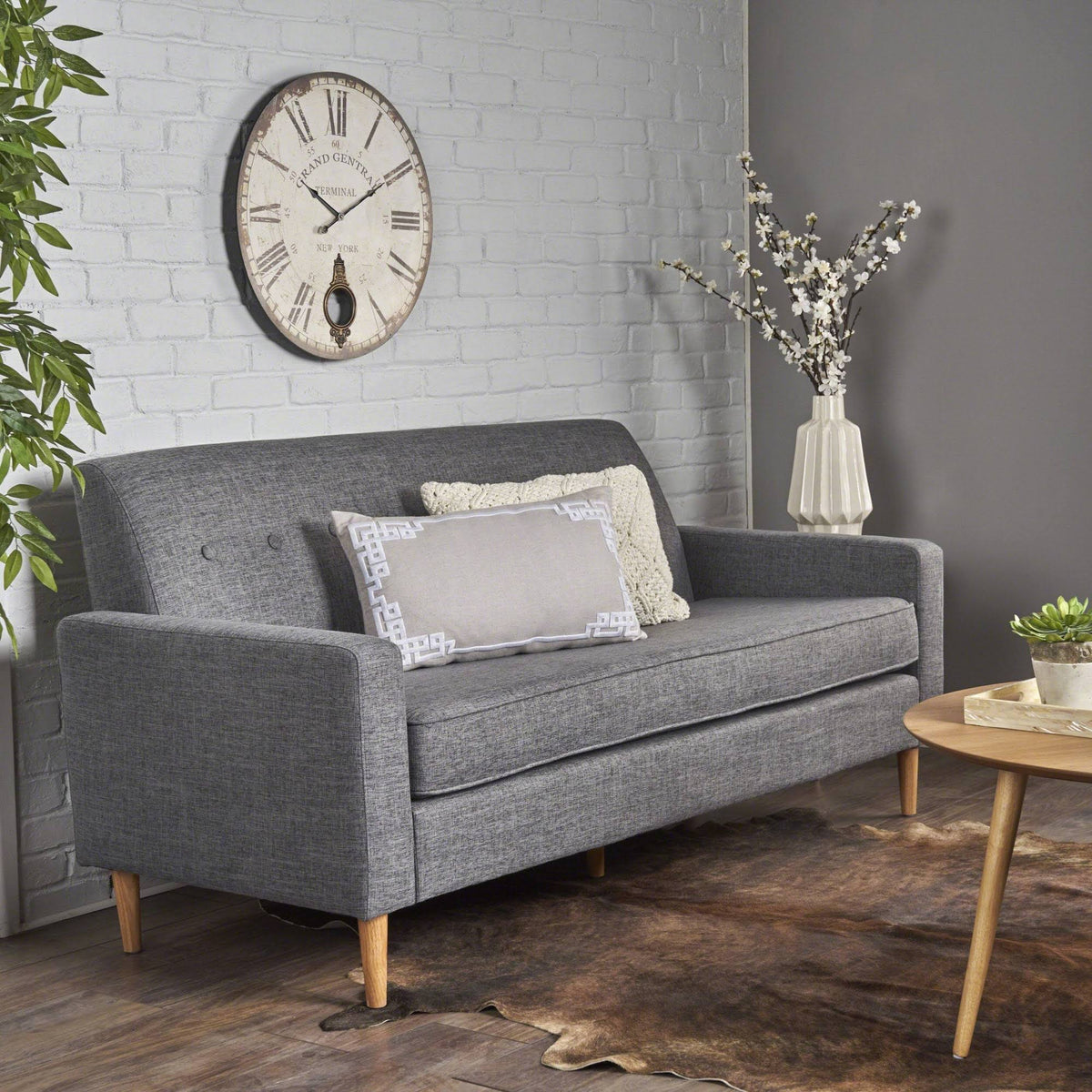 Grey 3-Seater Fabric Sofa V4926