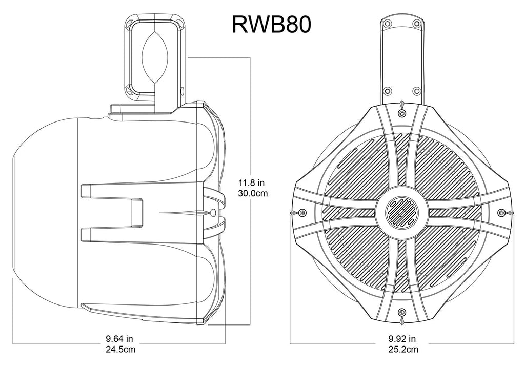 Black 8" Marine Wakeboard Tower Speakers with Receiver E34985