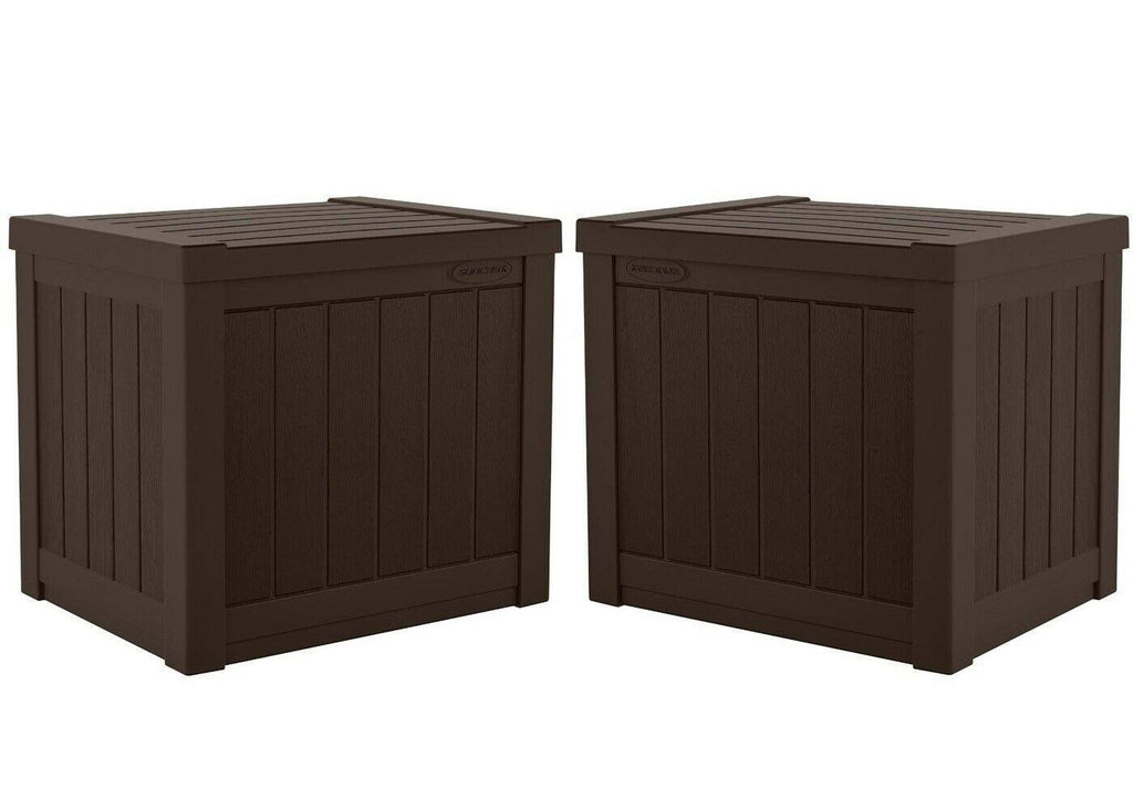 17 x 22 inch Resin 22-Gallon Patio Storage Deck Box, Java Brown (2 Pack) J146139