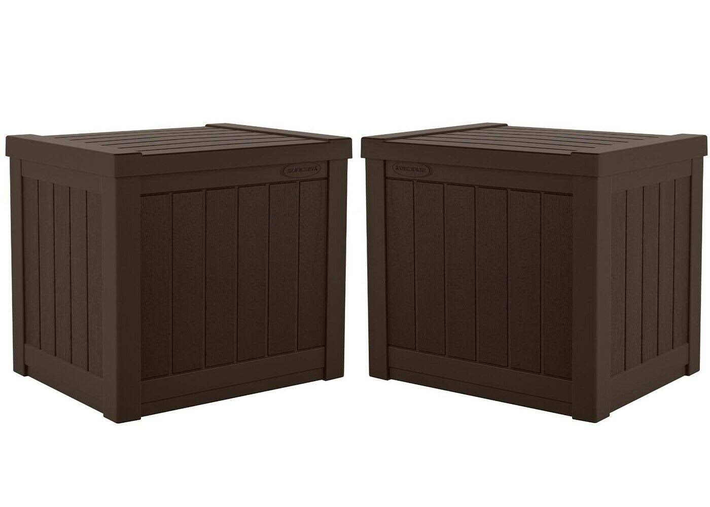 17 x 22 inch Resin 22-Gallon Patio Storage Deck Box, Java Brown (2 Pack) J146139