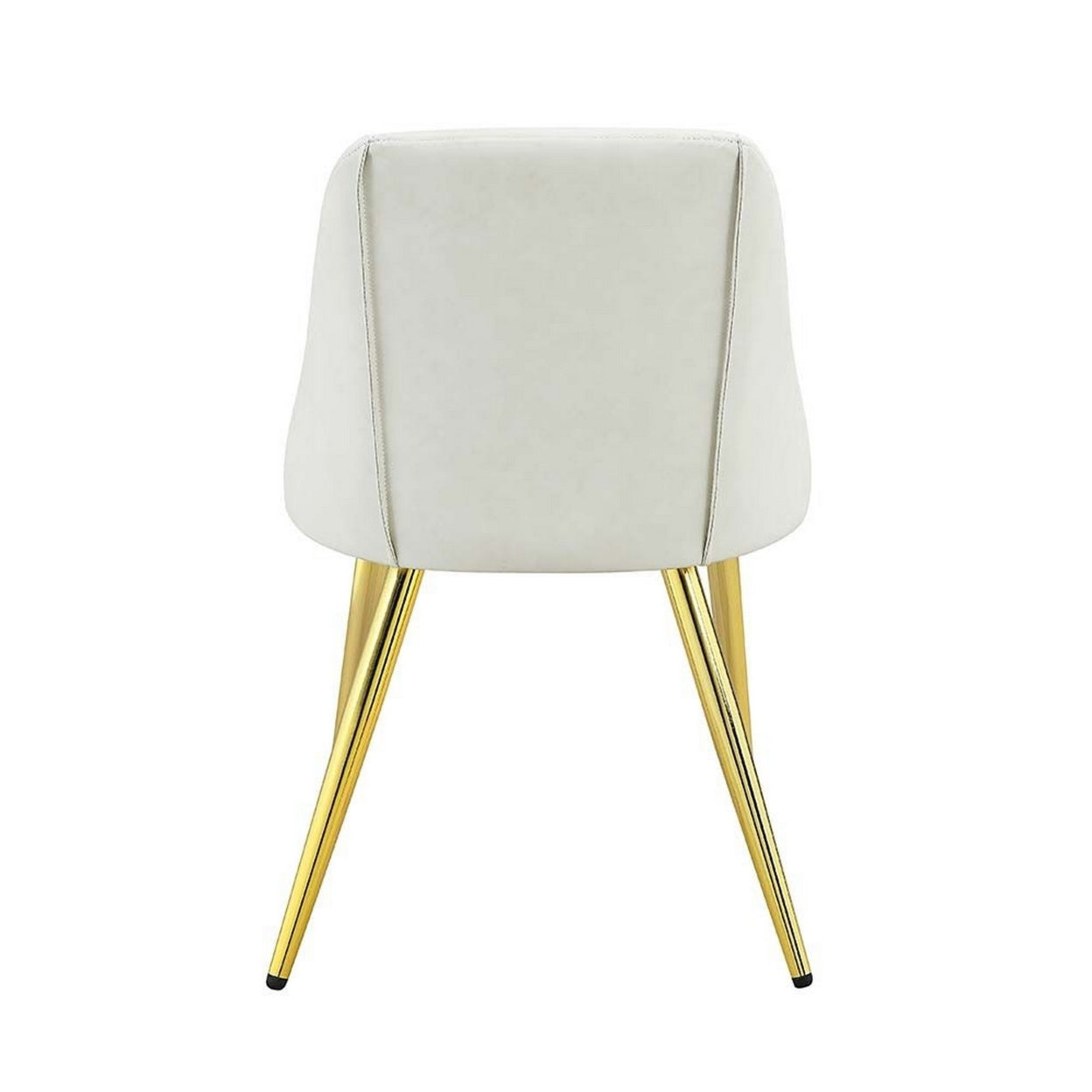 White Gold Vegan Faux Leather Dining Chair, Metal Legs, Set of 2 D565327
