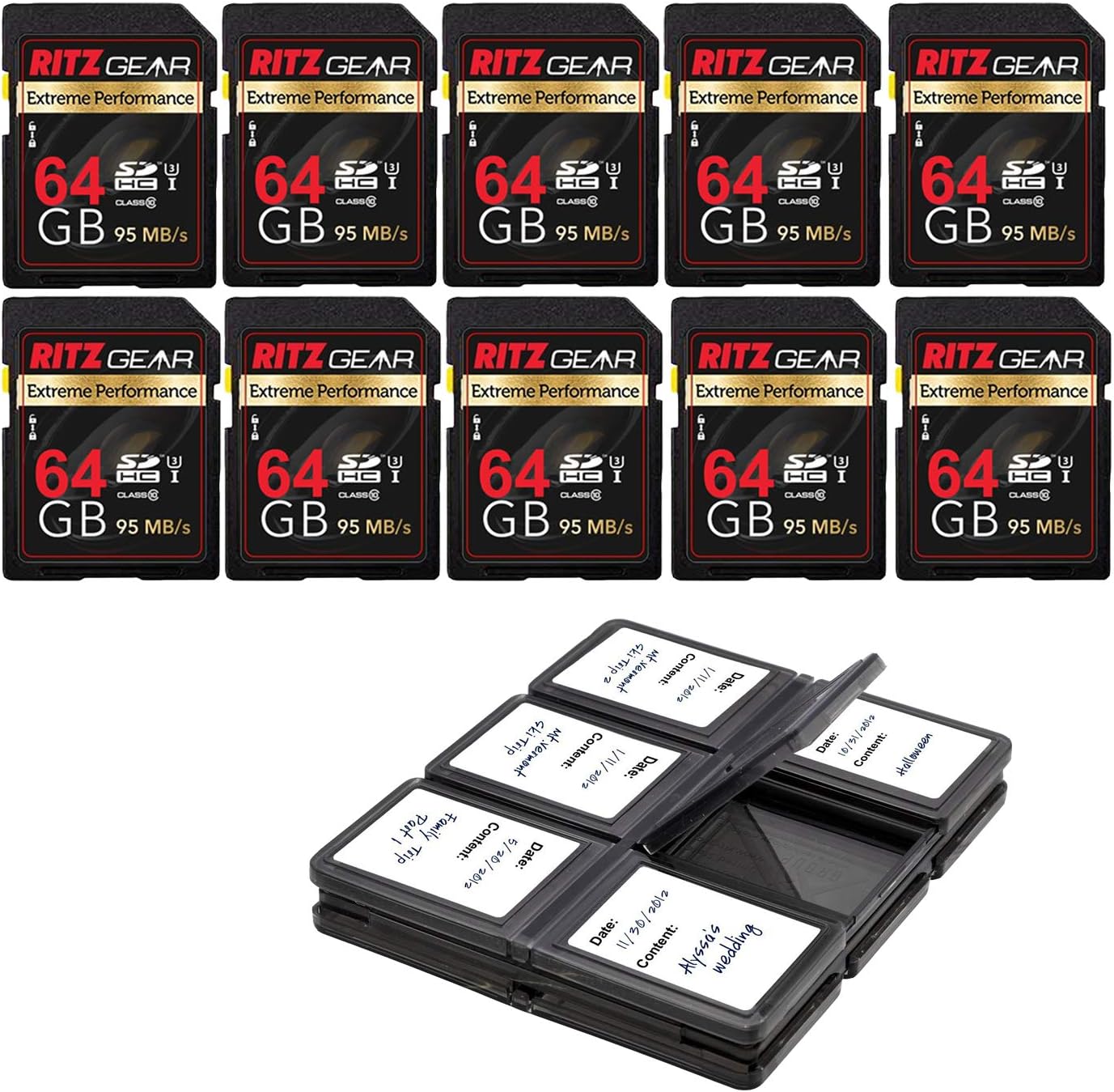 64GB UHS-I SDXC V30 Memory Card 3 Units + Holder Pack of 2 D583