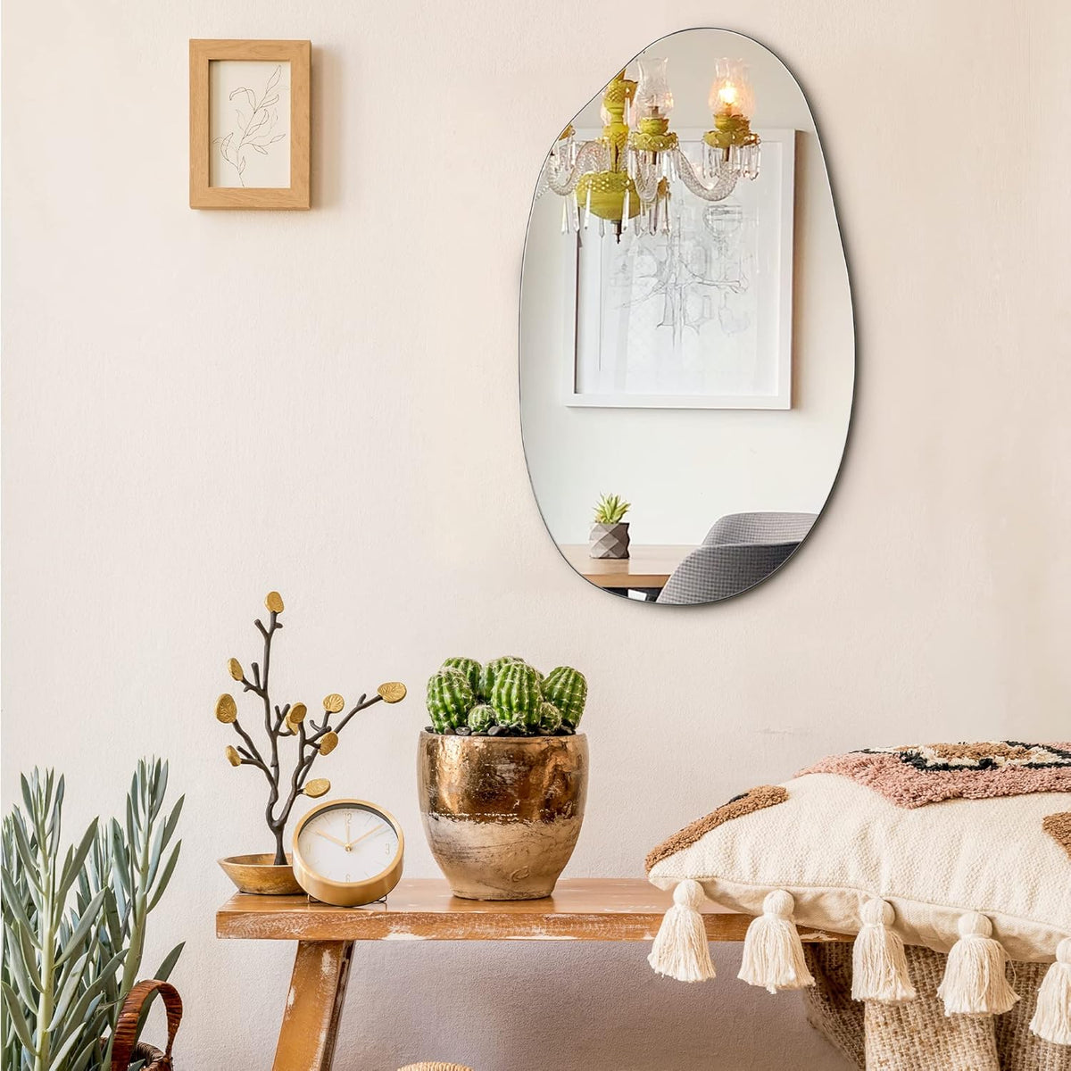 Asymmetrical Wall Mounted Mirror, 19.7 x 20.5 Inches S147