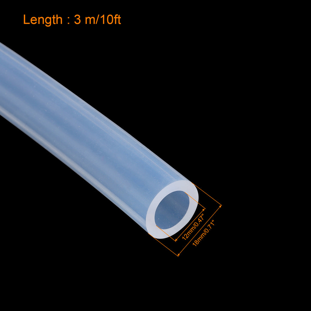 Silicone Rubber Tubing 12mm ID 18mm OD 10ft Clear with Clamp F708