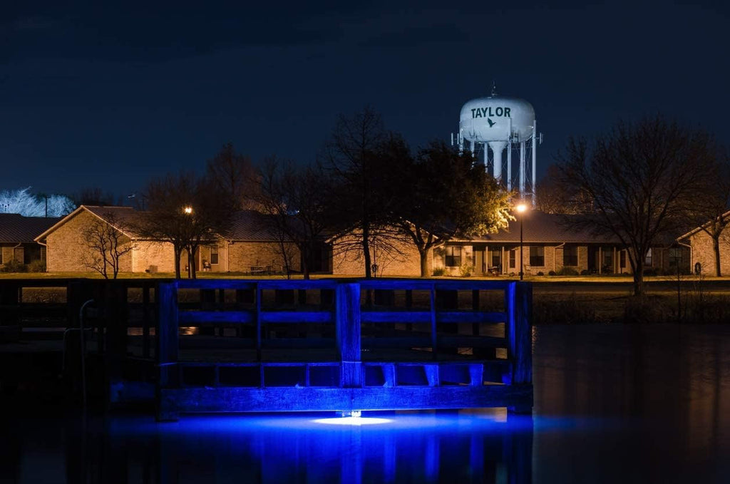 Blue Underwater LED Fishing Lights for Docks, 7500 Lumen with 30ft Cord, 3-Prong Plug E844