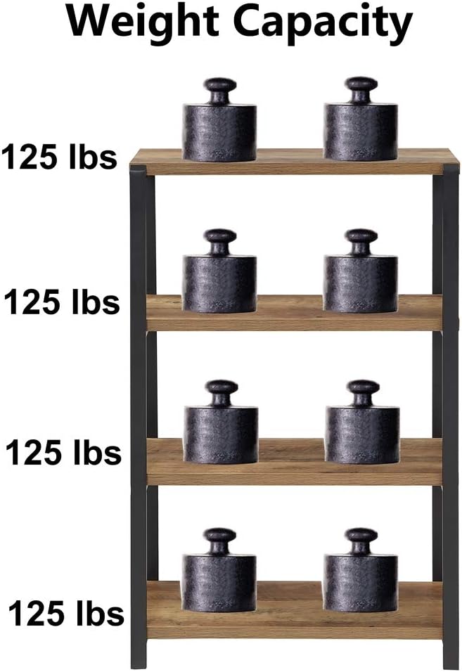 Rustic Oak 4 Tier Metal and Wood Bookshelf I688923