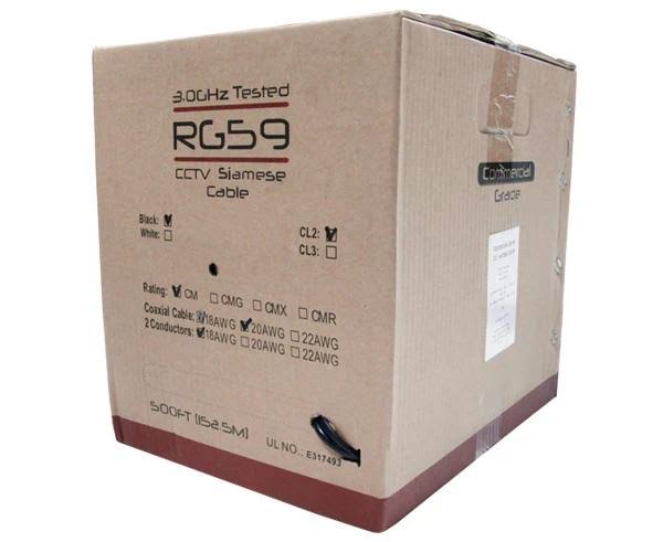20AWG 500ft Black RG59 Coaxial Cable Y974725
