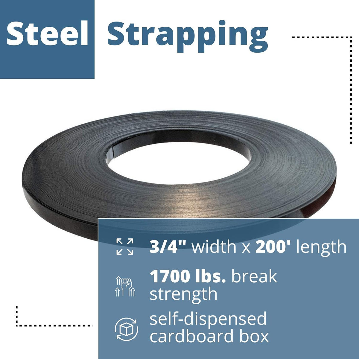 Black Mini Steel Strapping Coil, 1700 lbs. Break Strength, Pack of 2 S47140