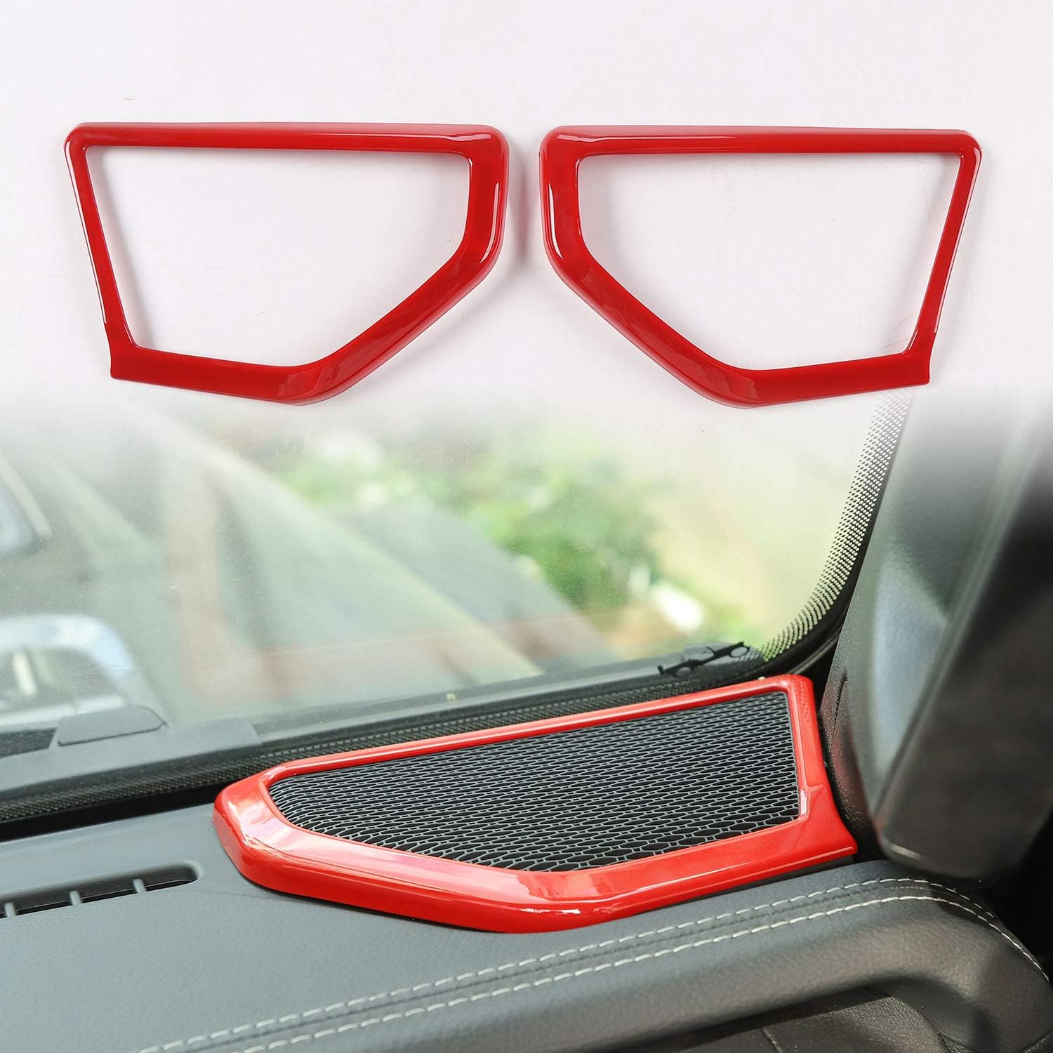Carbon Fiber ABS A Pillar Speaker Decoration Cover Trim Stickers G6694