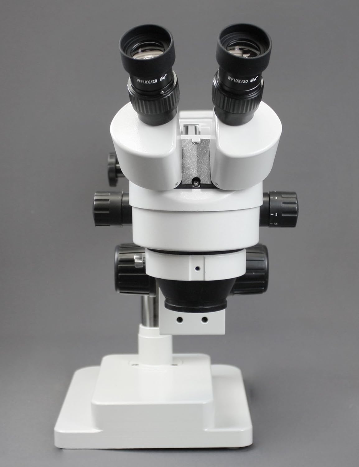 Trinocular Zoom Stereo Microscope with 10x Widefield Eyepiece, 0.7X—4.5X Zoom Range, 7X—45x Magnification Range, Double Arm Boom Stand V55855