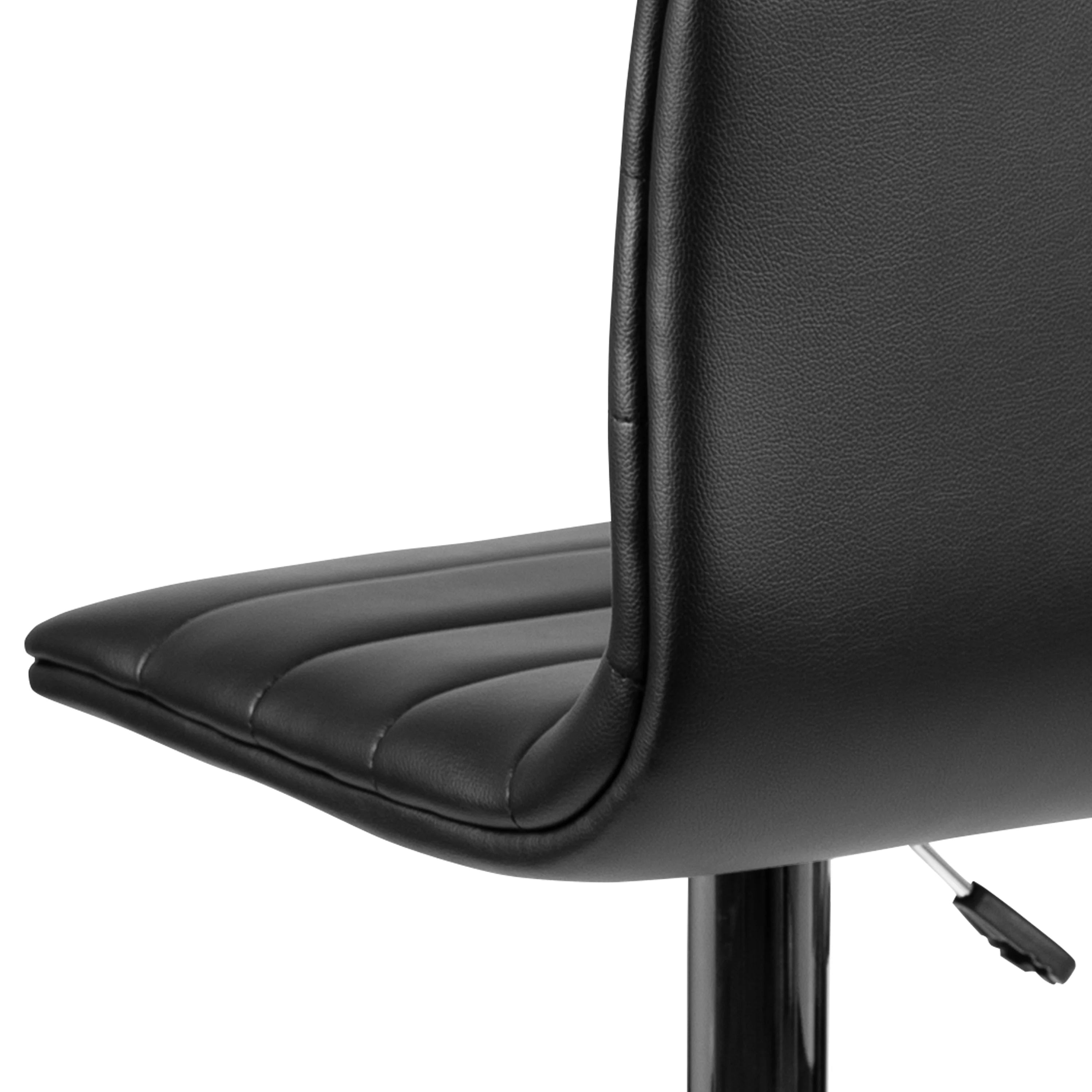 2 Pack Black Vinyl Adjustable Bar Stool with Back, Counter Height Swivel Stool J57289