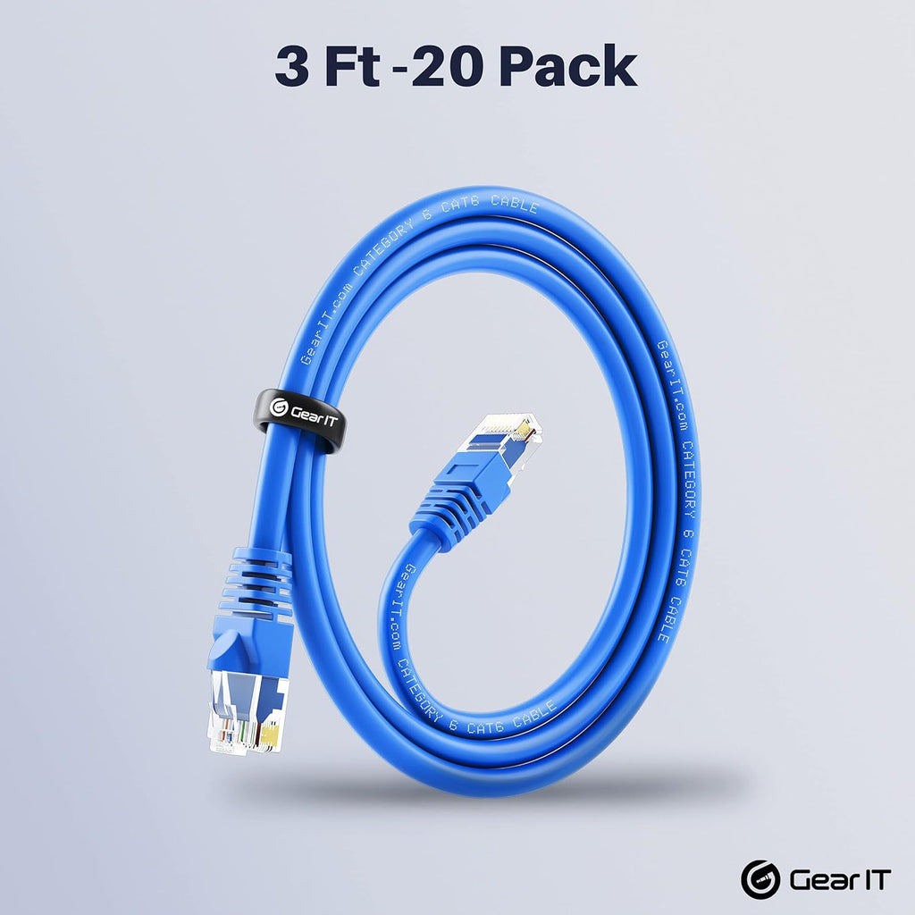 Cat 6 Ethernet Cable 3 ft (20-Pack) Blue B533
