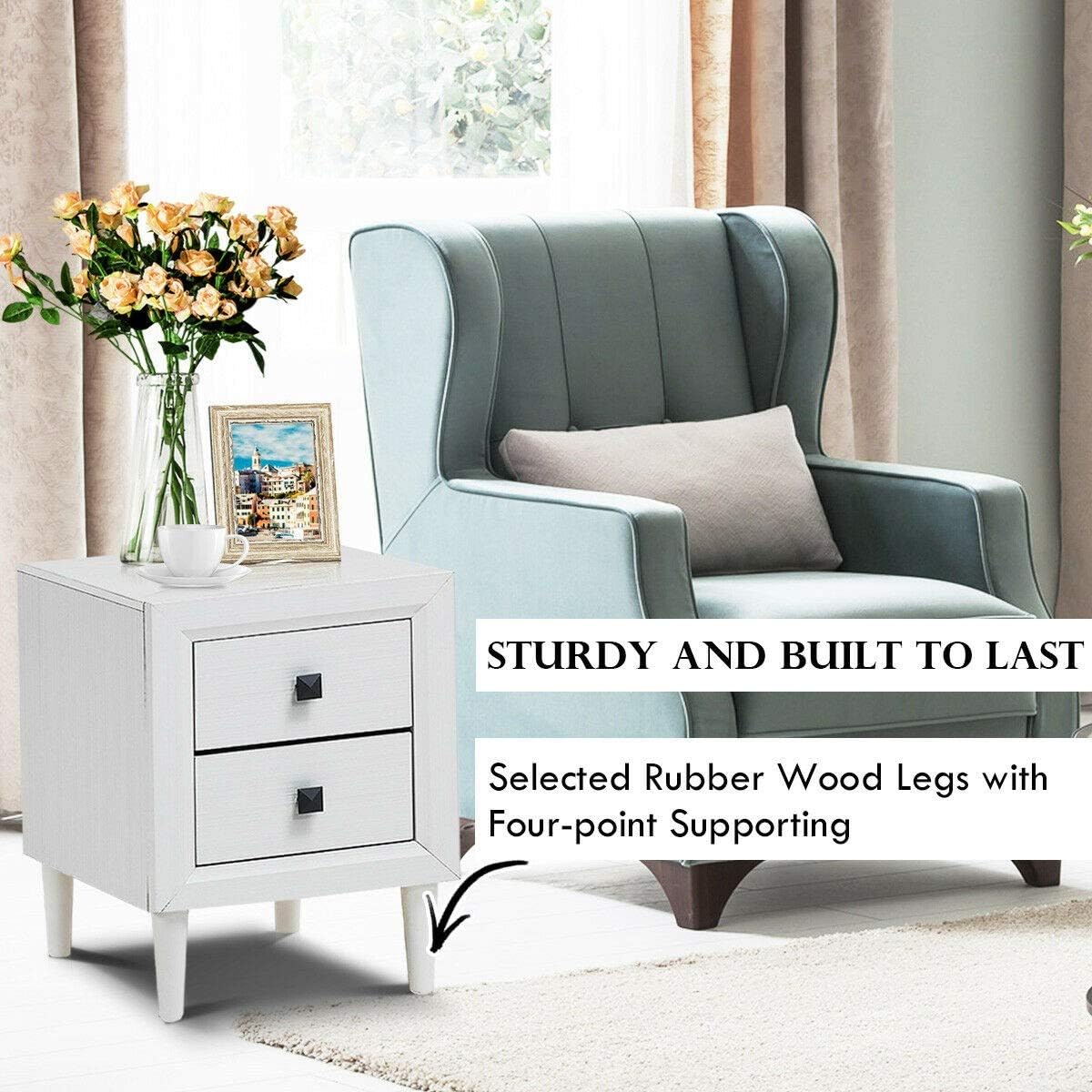 Wood Nightstands with 2 Drawers H387