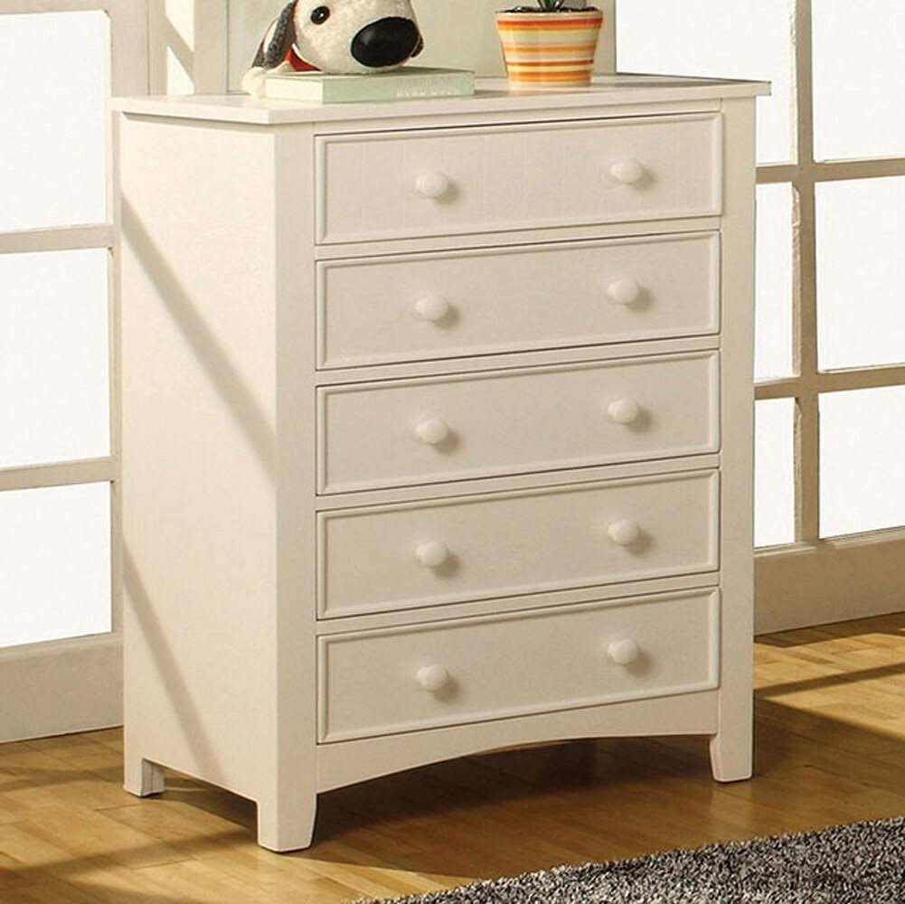 White 5 Drawer Wooden Chest F932