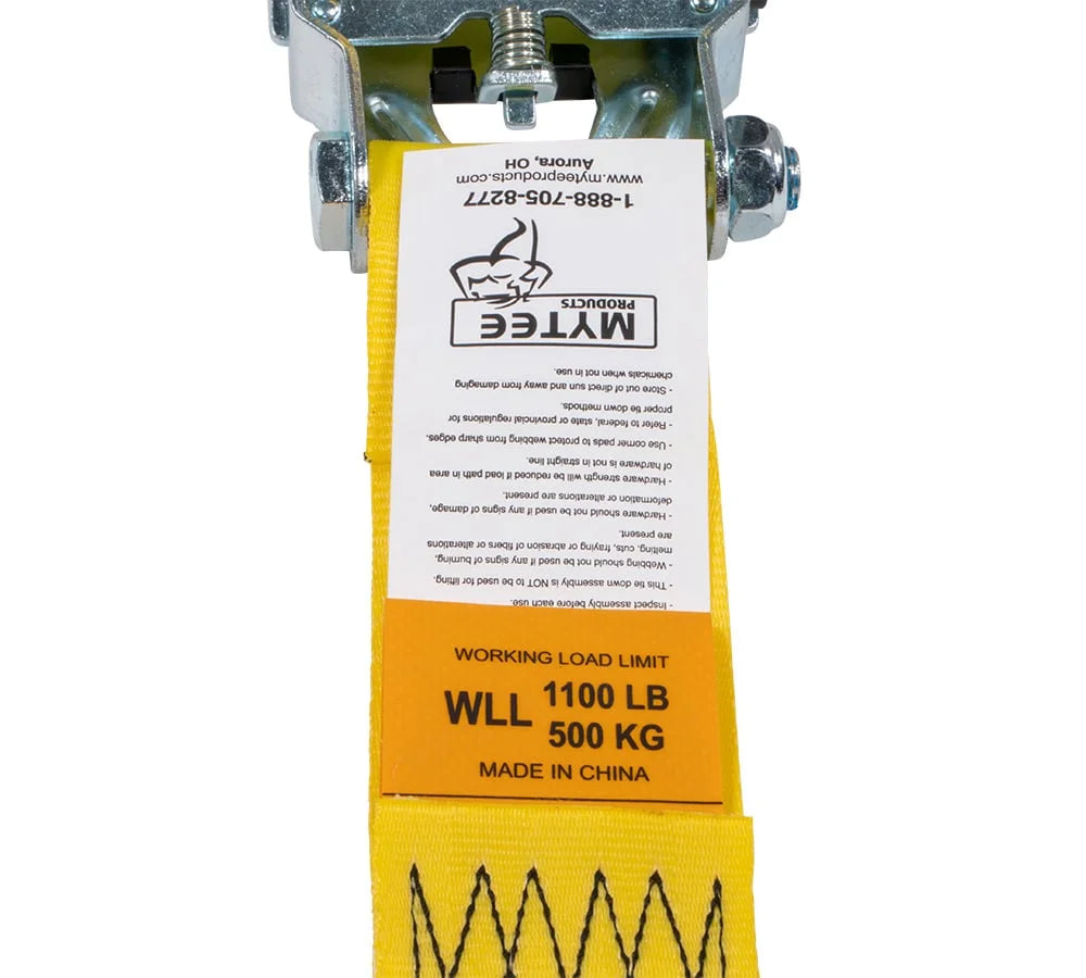 8 Pack 2" x 10' Retractable Ratchet Straps with Double J-Hook, 3,300 lbs Breaking Strength, Yellow U96539