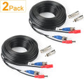 2Pack 50Feet BNC Video Power Cable for CCTV Security System with Connectors W64752