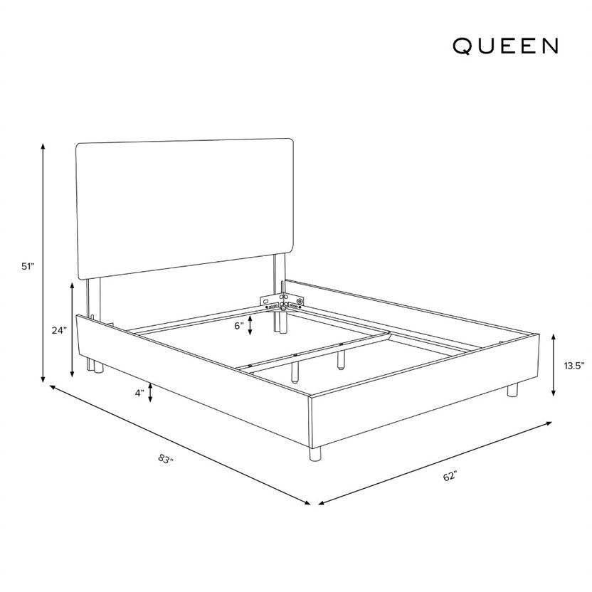Navy Linen Queen Box Seam Bed O8107
