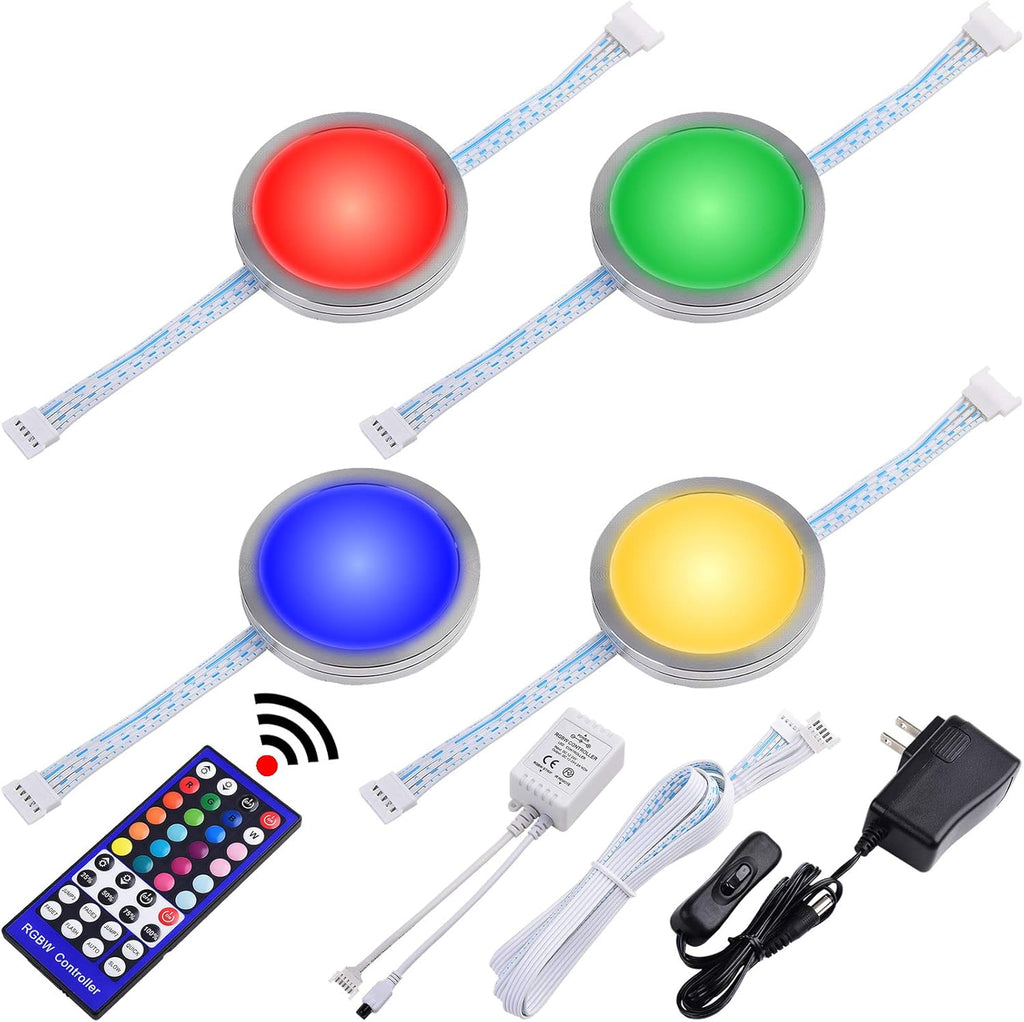 6 Lights Linkable Under Cabinet LED Puck Light with Wireless Remote Control P969