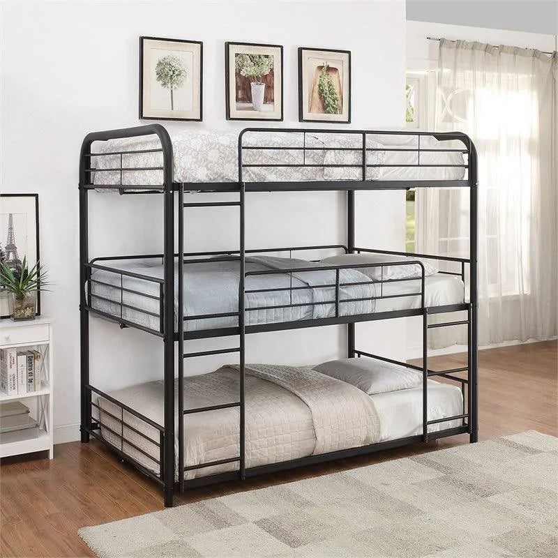 Triple Bunk Bed Full Sandy Black G80621