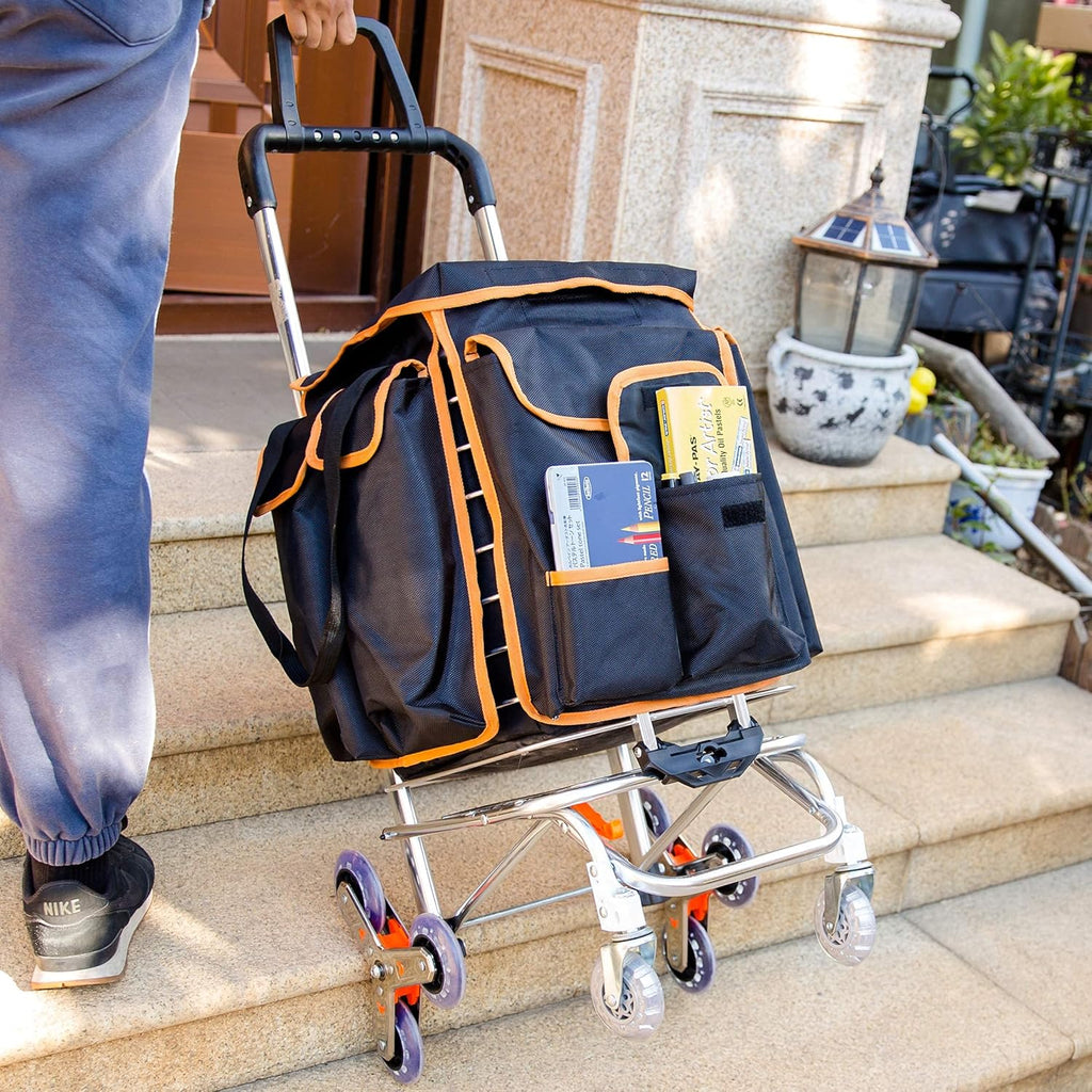 Foldable Jumbo Shopping Cart with Rolling Swivel Wheels and Removable Canvas Bag H36684