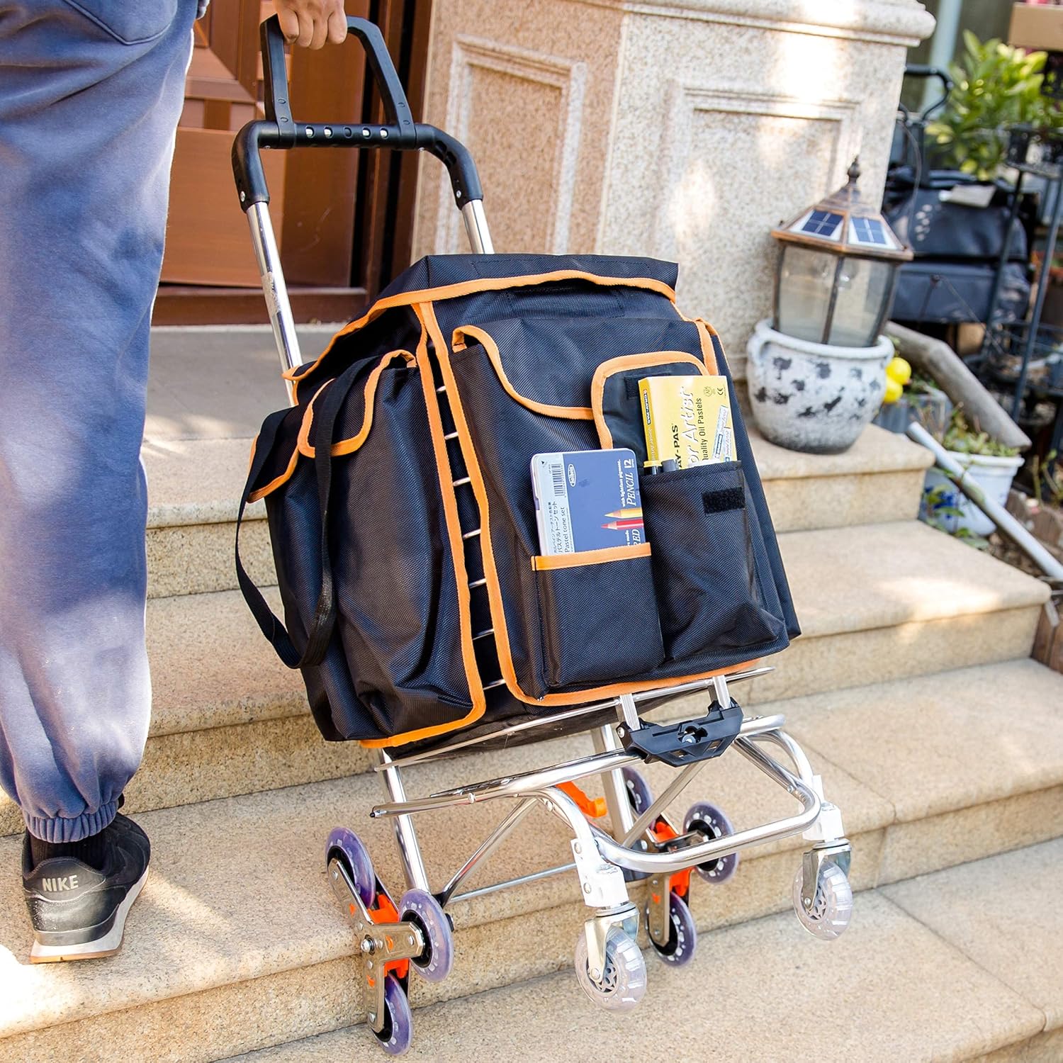 Foldable Jumbo Shopping Cart with Rolling Swivel Wheels and Removable Canvas Bag H36684