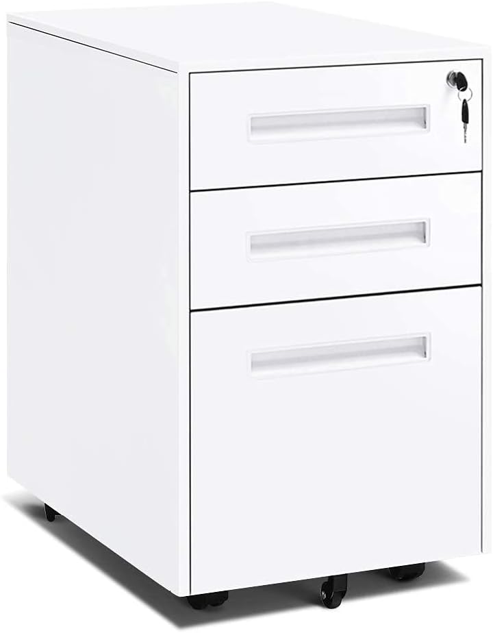 3 Drawer White Metal Filing Cabinet L993179