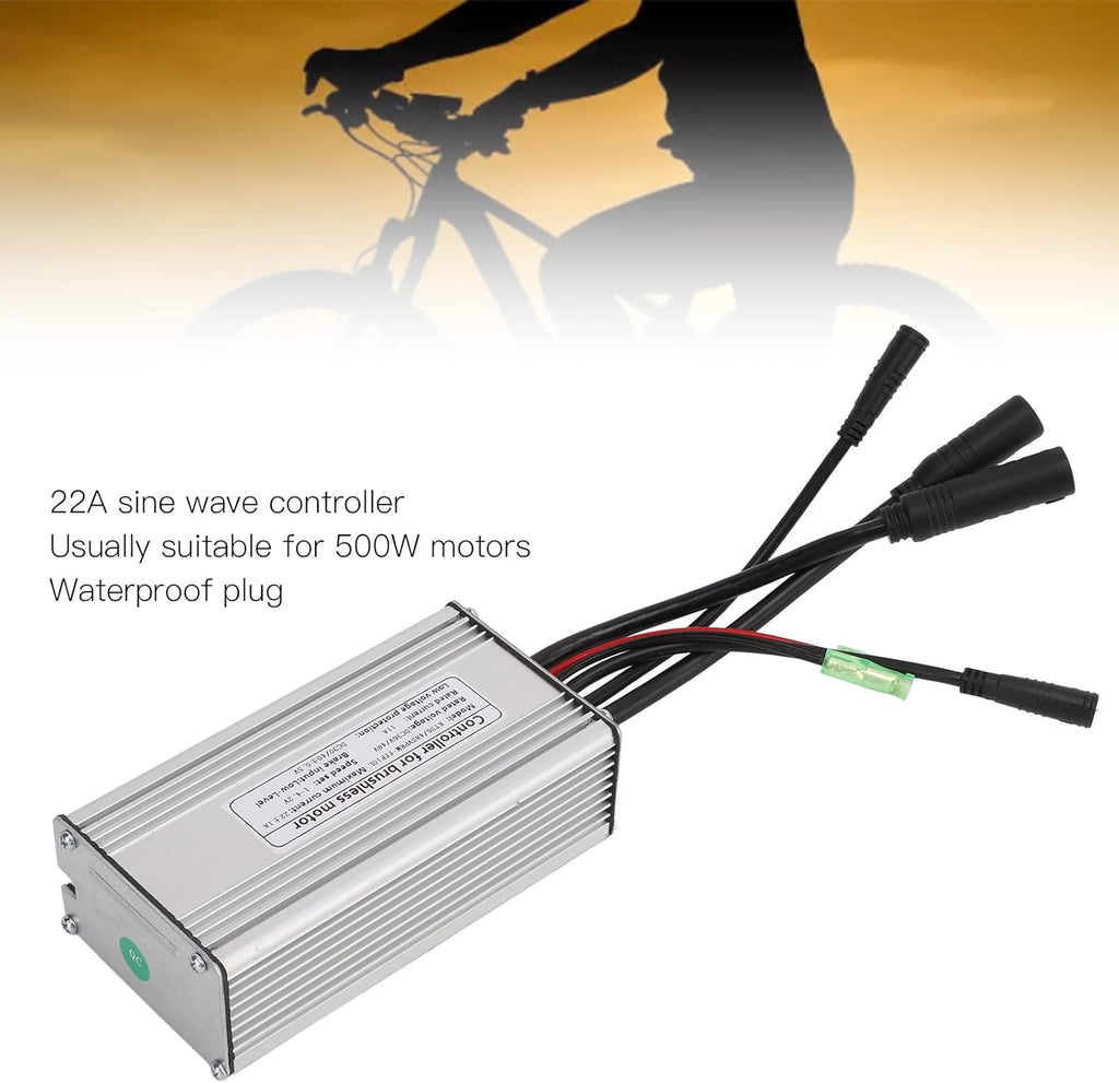 Motor Brushless Controller, 36V/48V 22A Waterproof Sine Wave Motor Controller for 500W Motor E-Bike G770010