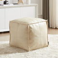 Orange Brown 17.7" Square Faux PU Leather Pouf Ottoman W165248