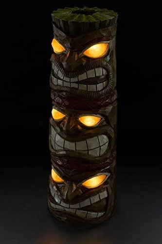 Triple Tiki Totem Solar Powered LED Outdoor Decor Garden D48899