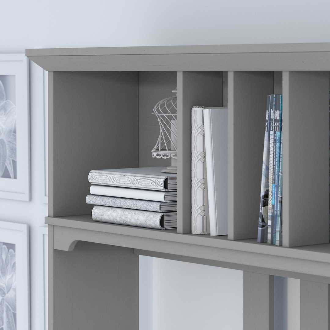 Pure White and Shiplap Gray L Shaped Desk with Hutch Z871840