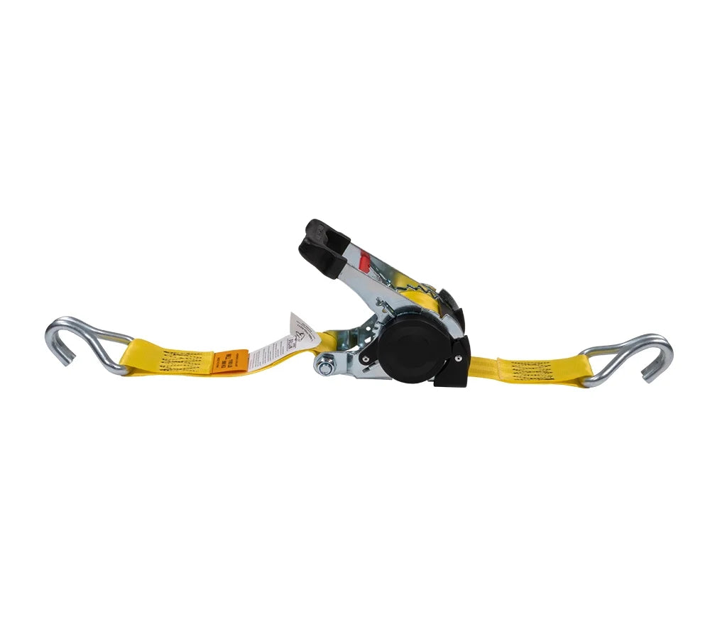 8 Pack 2" x 10' Retractable Ratchet Straps with Double J-Hook, 3,300 lbs Breaking Strength, Yellow U96539