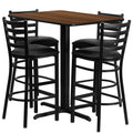 Rectangular Black Laminate Table Set with 4 Ladder Back Metal Barstools I783
