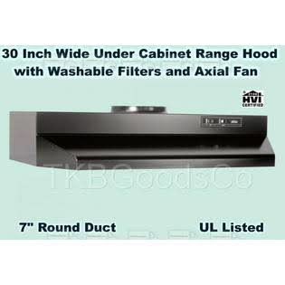 Black Over The Stove Range Hood Ducted 30x22 Exhaust Fan X91409