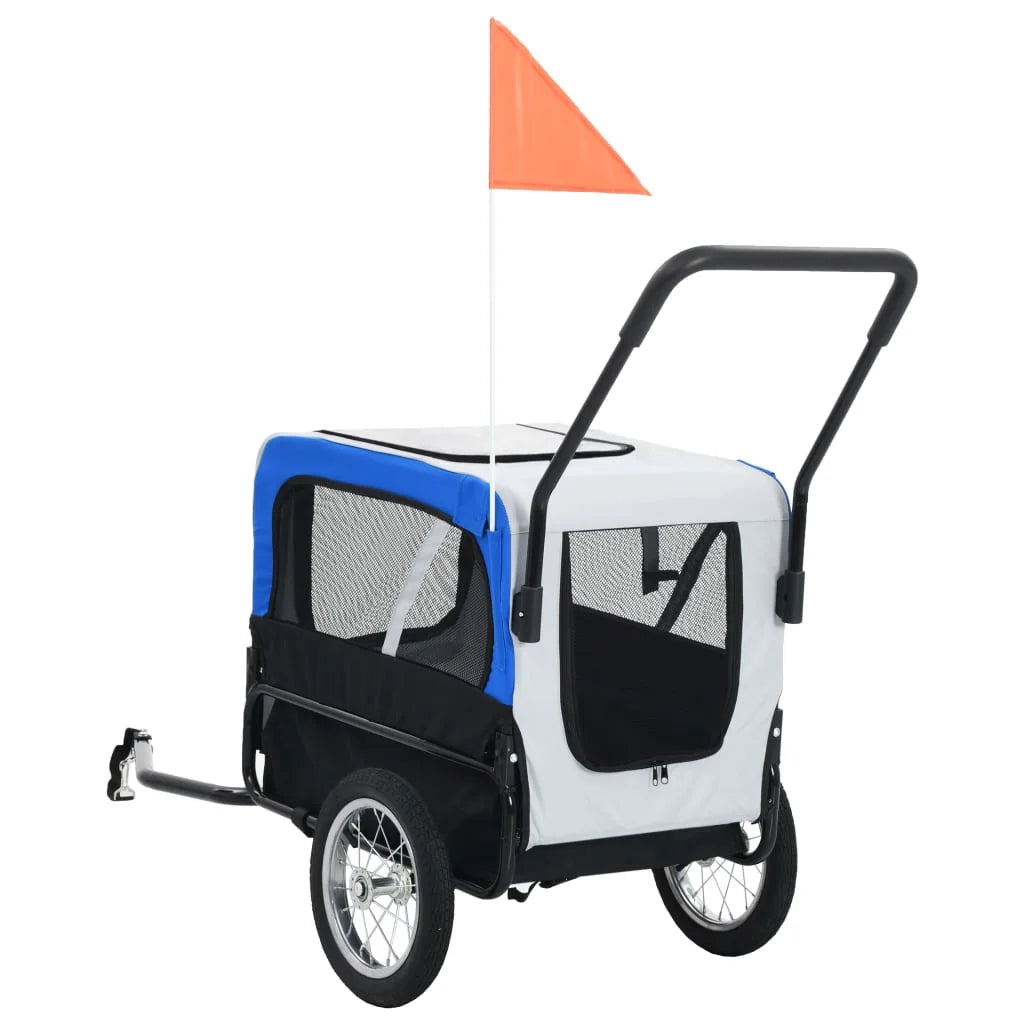 2-in-1 Pet Bike Trailer & Jogging Stroller Gray and Blue G219
