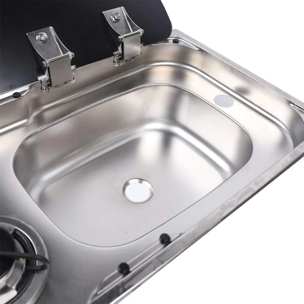 2 Burner Gas Stove Hob With Stainless Sink Faucet Cooktop S94950