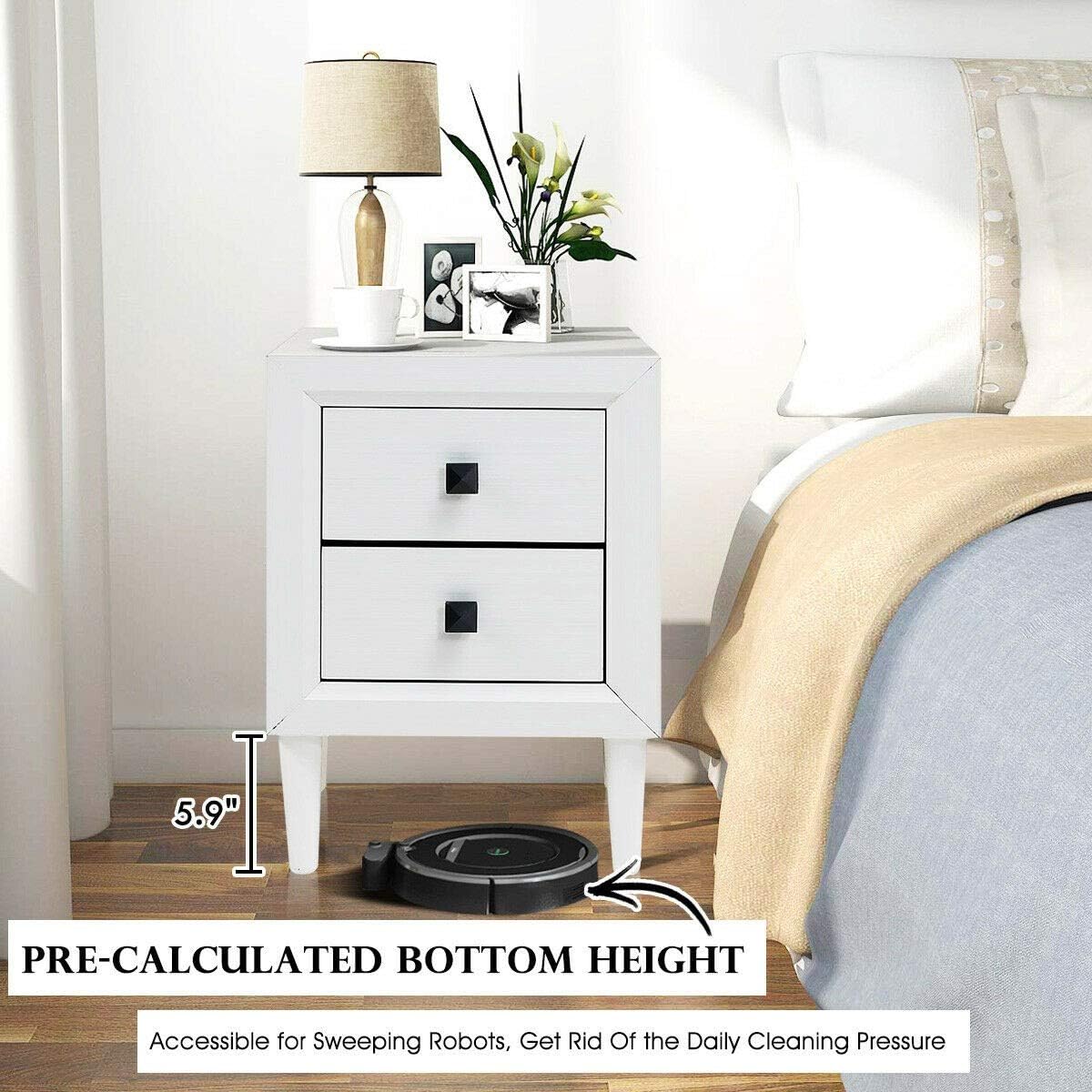 Wood Nightstands with 2 Drawers H387