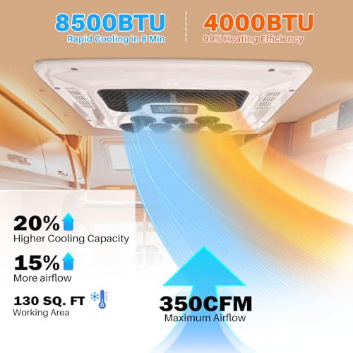 12V 8500BTU Quiet Rooftop RV Air Conditioner Heater Combo Y268