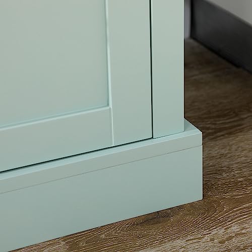 Light Blue Freestanding Pantry Cabinet with Glass Doors and Drawers S4206