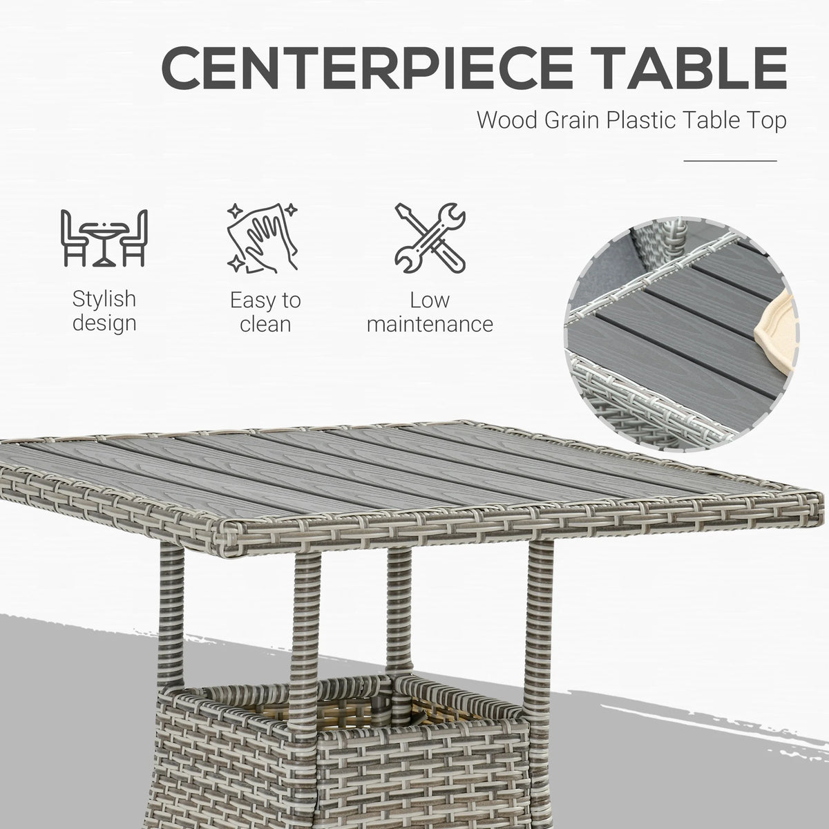 Gray 3pc Wicker Patio Furniture Set P3071