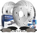 Front Drilled & Slotted Rotors + Brake Pads 6pc Set T977