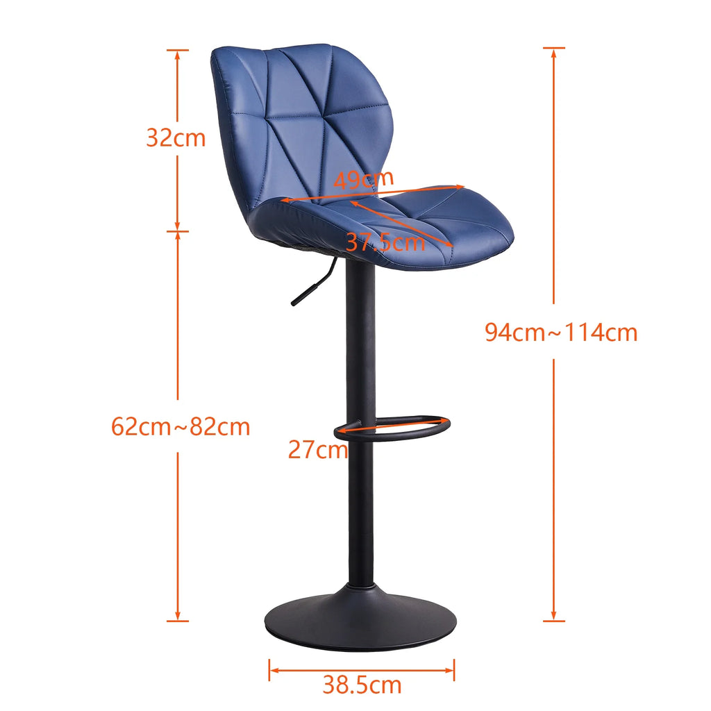 Blue Faux Leather Bar Stools Set of 2 with Footrest Y464