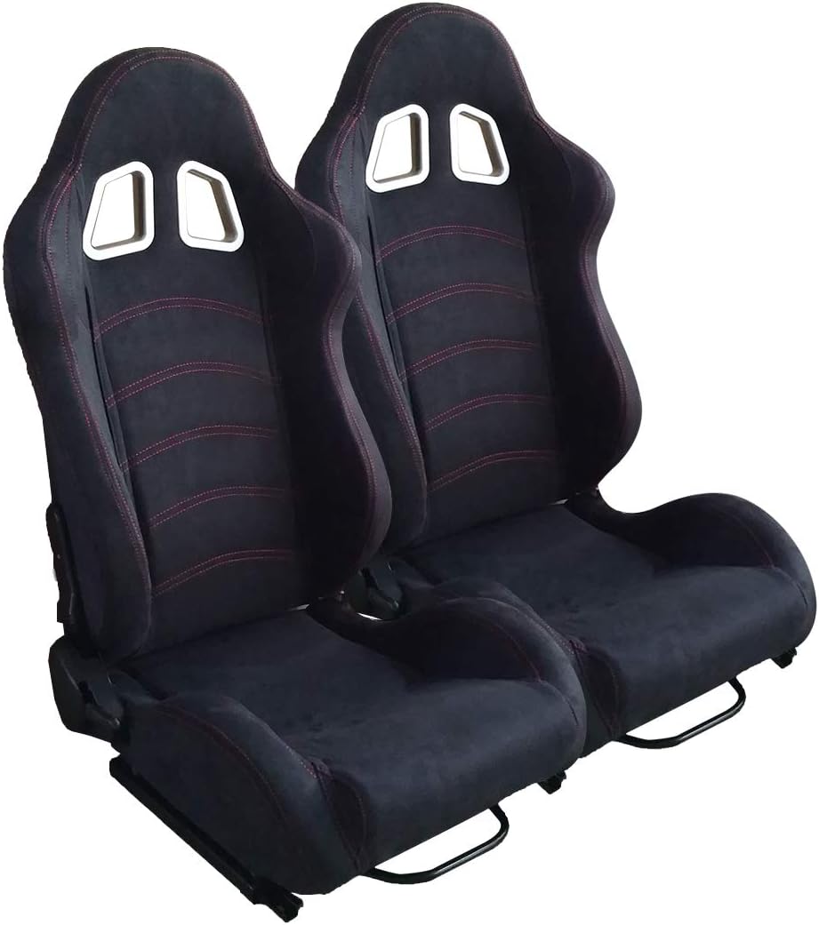 Black Suede Leather Racing Seat with Harness E3485