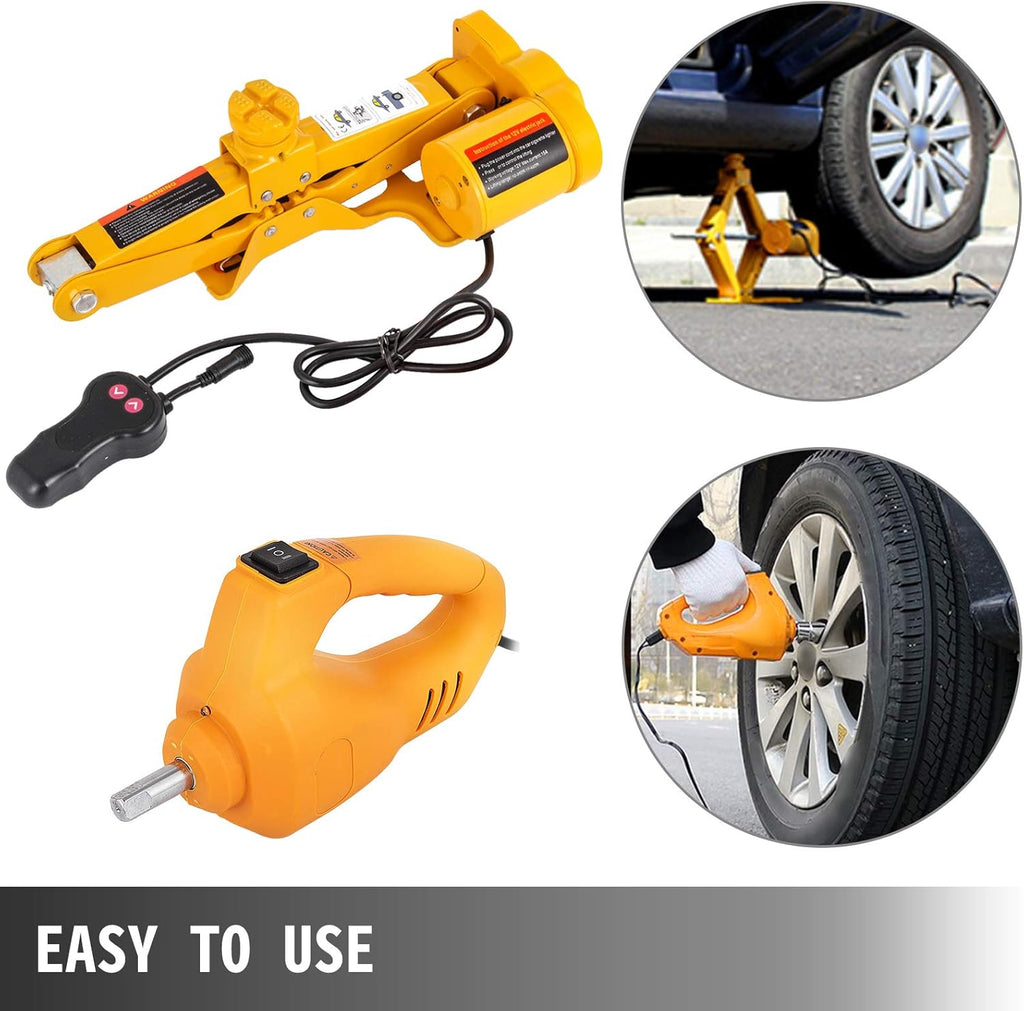 Electric Car Jack 3 Ton 6600LBS 12V DC with Electric Impact Wrench and Inflator Pump P303374