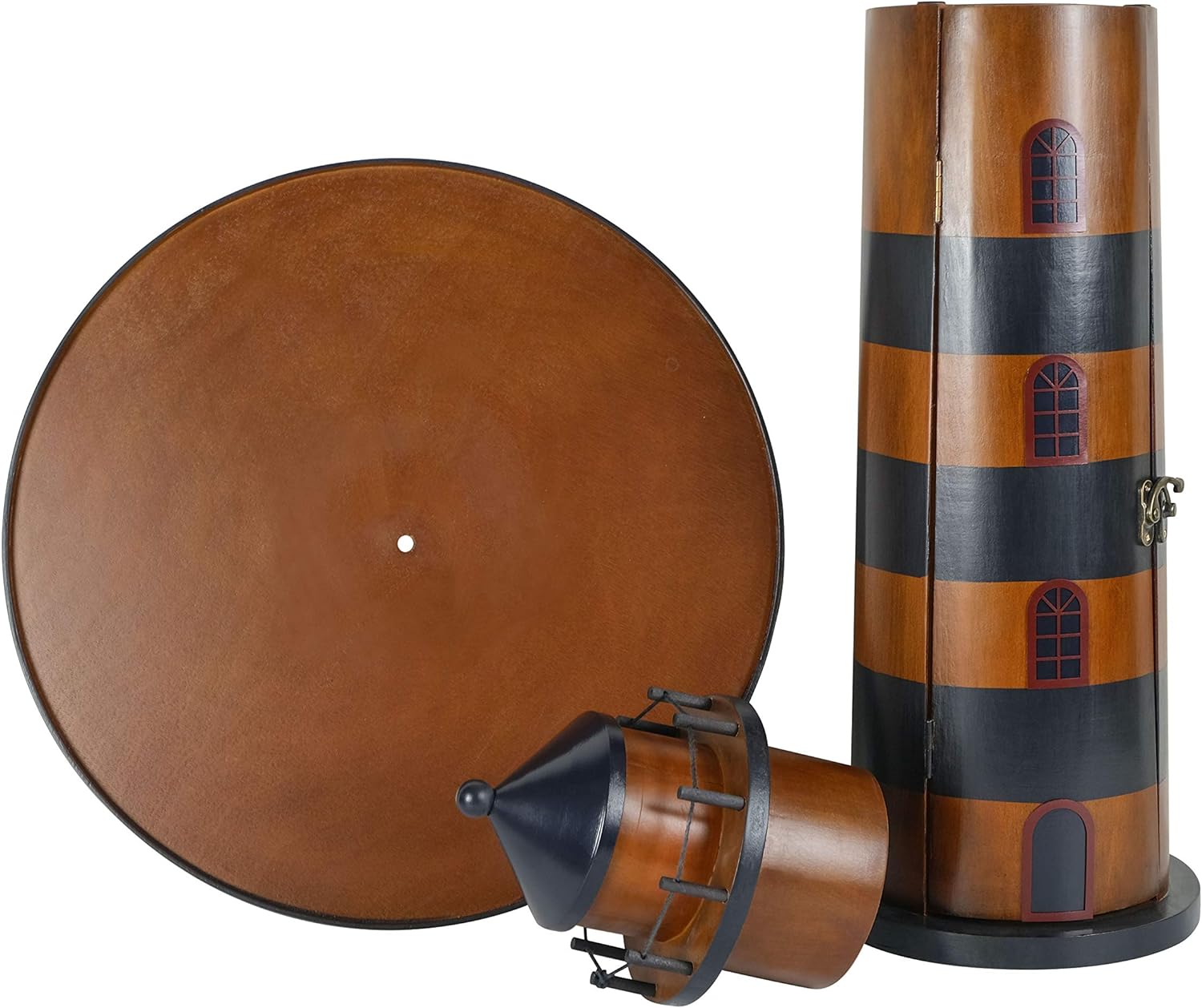 Wooden Lighthouse Beach Round Bar Table with Storage B509080