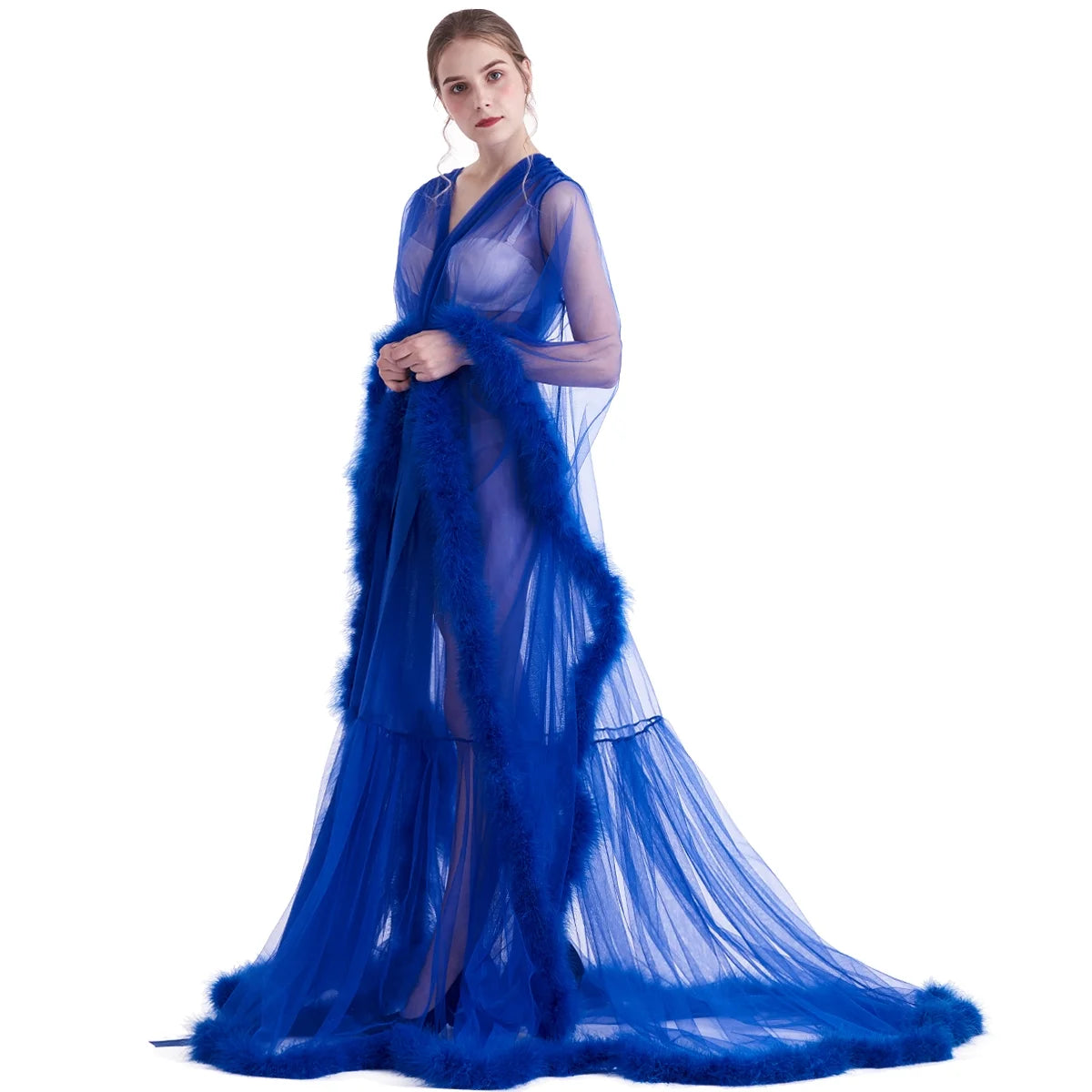 Sheer Long Tulle Robe B71331