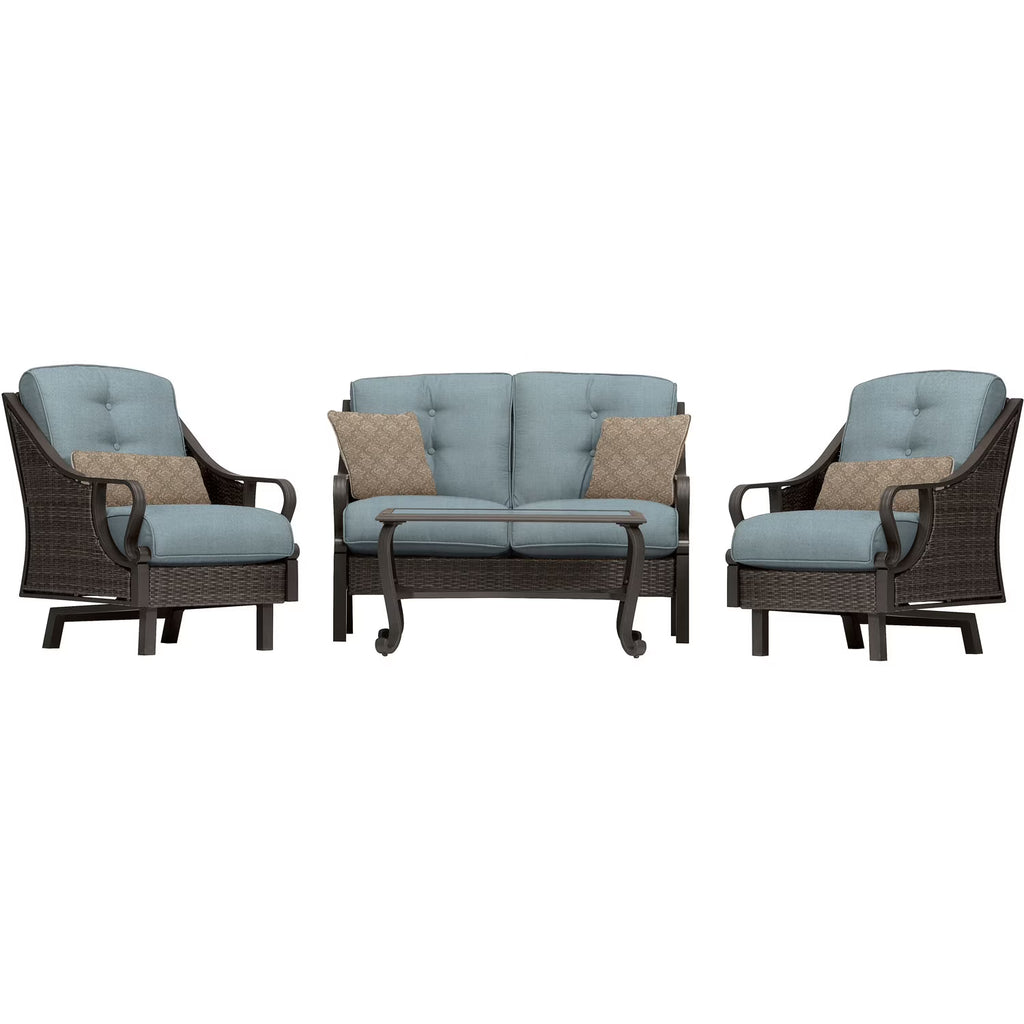 Ocean Blue Wicker and Steel Outdoor Conversation Set T500