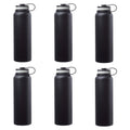 6 Stainless Steel Vacuum Water Bottles Set, 41 oz. Black O269