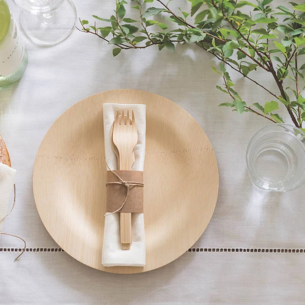 9in Disposable Bamboo Plate - 100/Case C413385