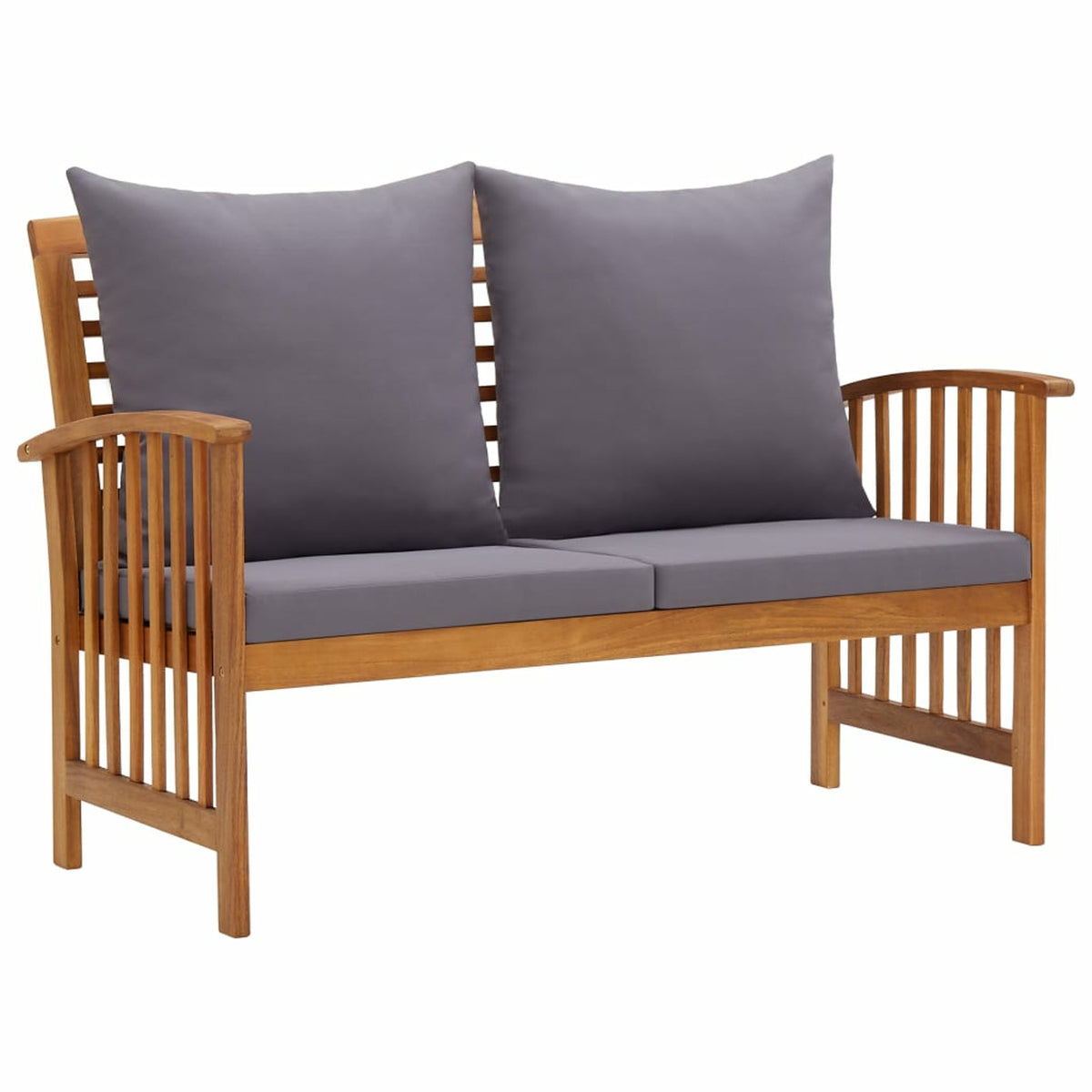 2 Piece Wooden Outdoor Conversation Set with Gray Cushion and Side Table N63684