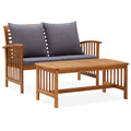 2 Piece Wooden Outdoor Conversation Set with Gray Cushion and Side Table N63684
